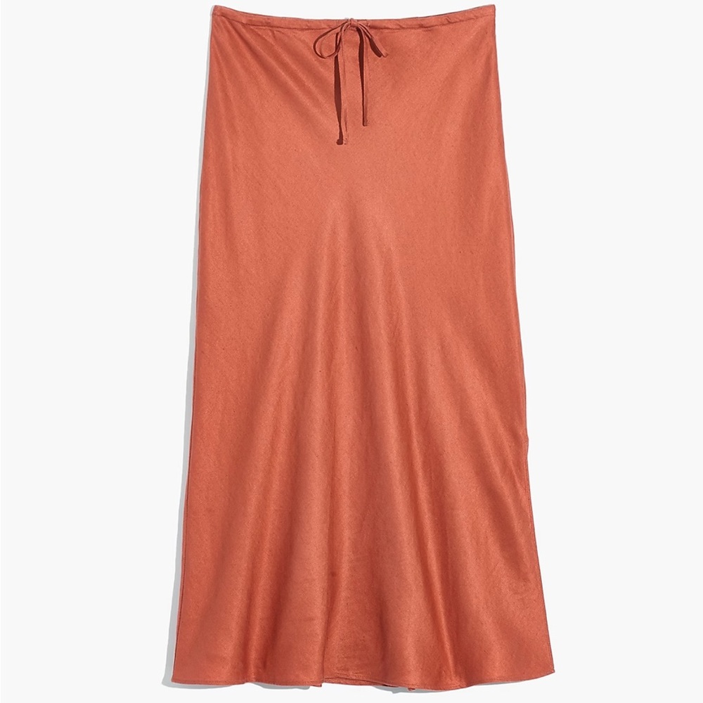 Silk Rust Orange MIDI Skirt